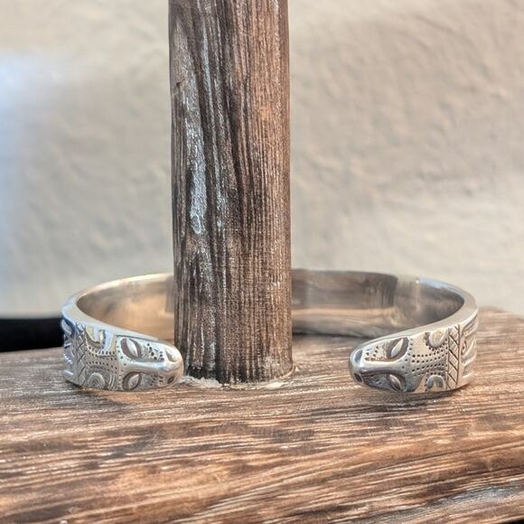 MMA BMCO 925 Sterling Silver Panther Ends Cuff Bracelet - Picture 6 of 10